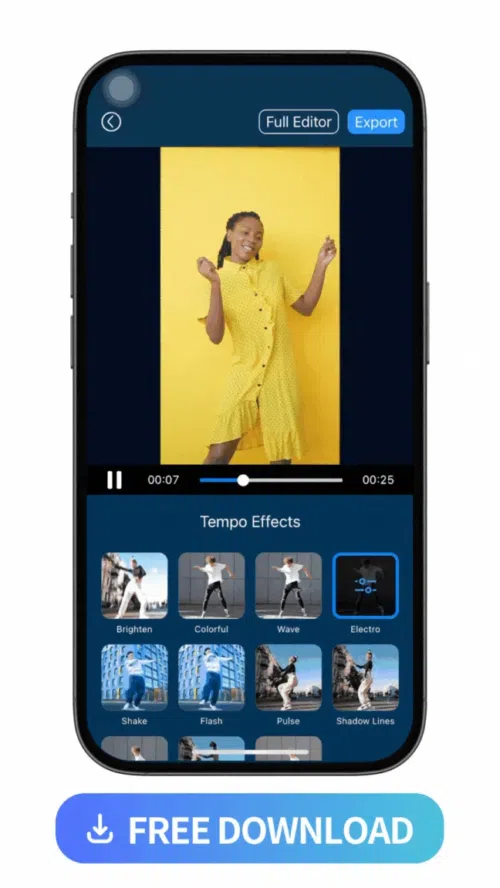 workflow of editing the tempo effect to a dancing woman video with PowerDirector